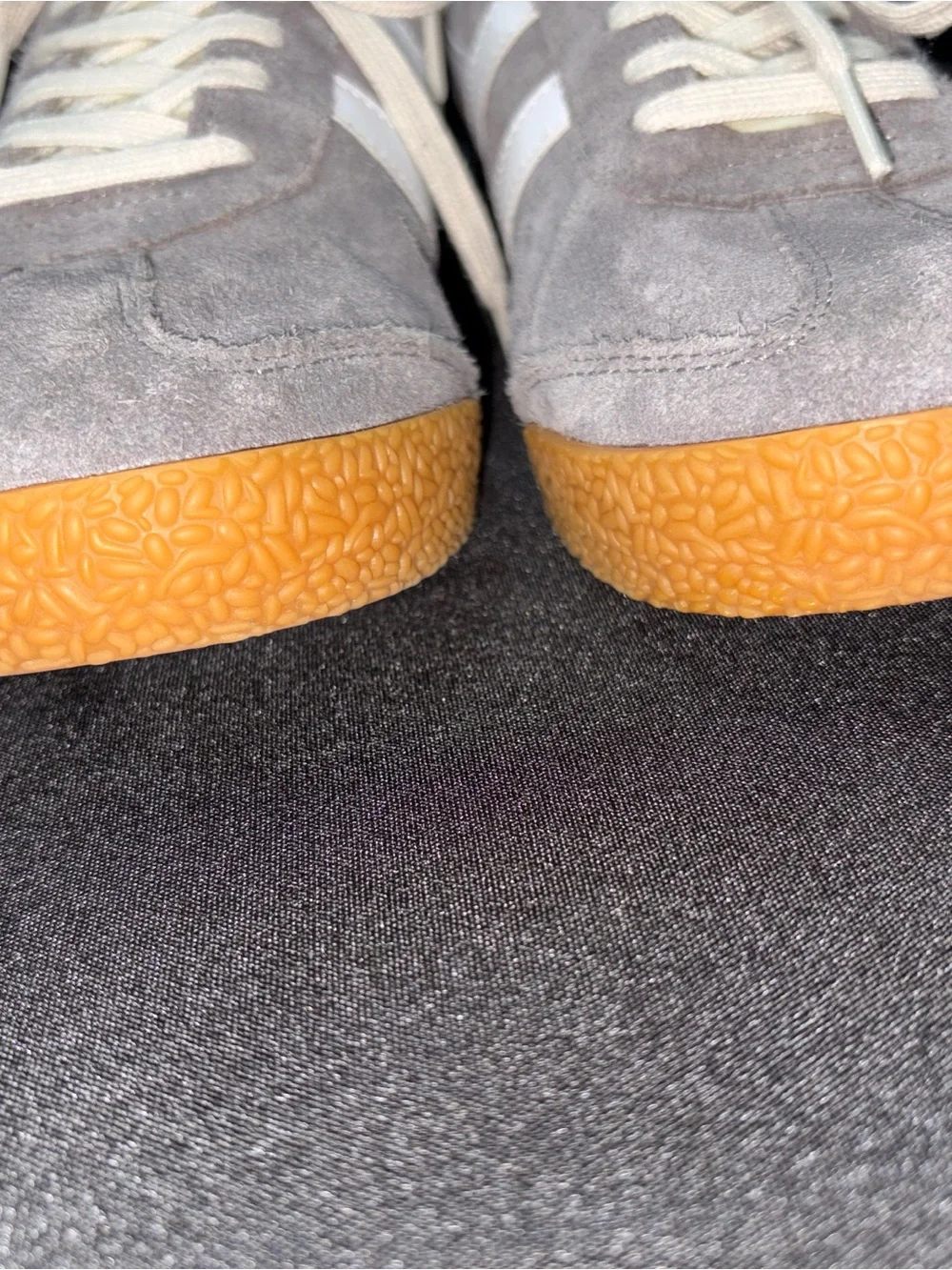 Gola women’s size 9 Gray Suede Sneakers with White Stripes and Gum Sole
